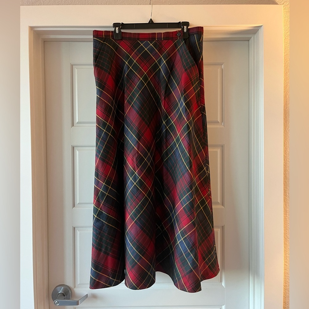 Ralph Lauren 100% wool Plaid A-Line Skirt